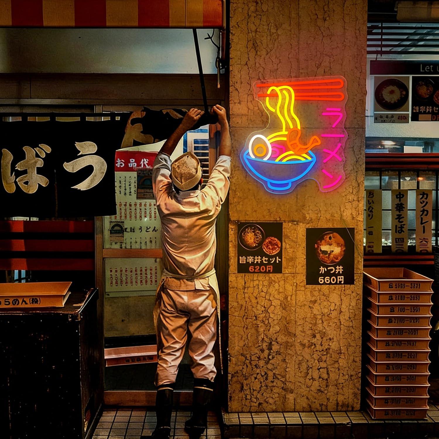 ラーメンネオンサイン、日本の麺鉢LEDネオンライト、ラーメン - Lighting Decor In Room のレビューと価格