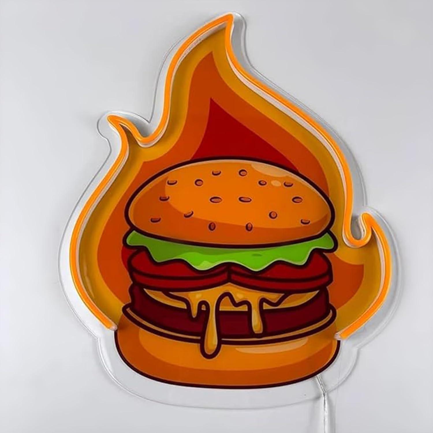 バーガーネオンサインLEDハンバーガーウォールライト、レスト - Kitchen Decor Lighting のレビューと価格