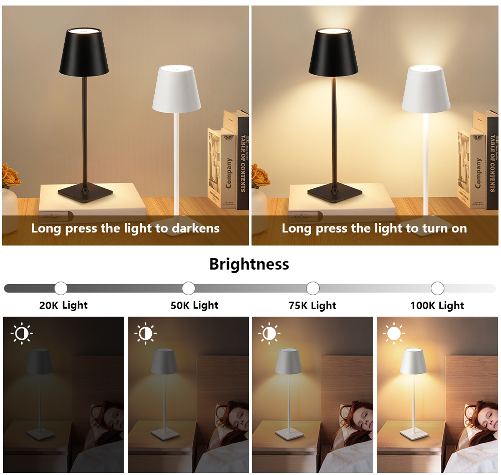 LED充電式デスクライトワイヤレステーブルランプ無段階調光タ - Lighting Decoration In Bedroom のレビューと価格