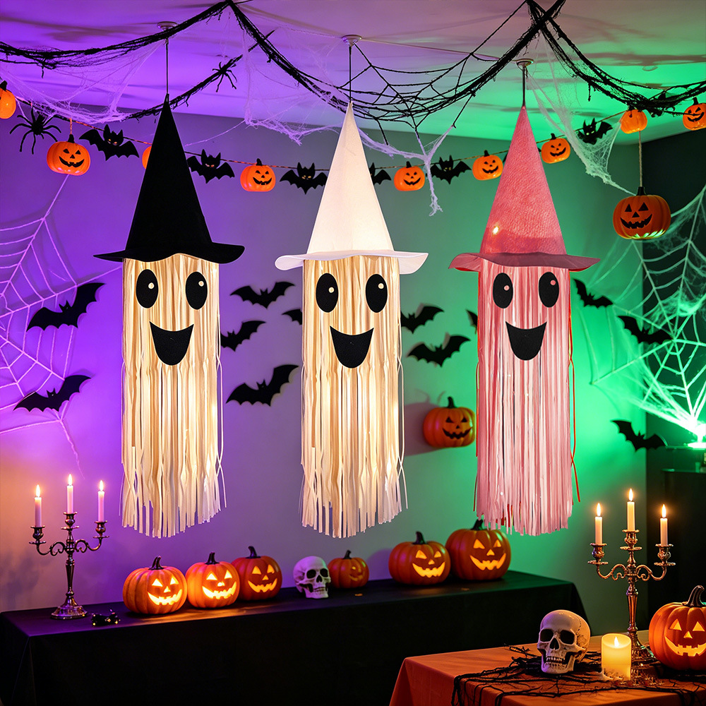 ハロウィン光る魔女帽子ゴーストタッセル吊り下げ装飾、LEDラ - Lighting Tree Decor のレビューと価格