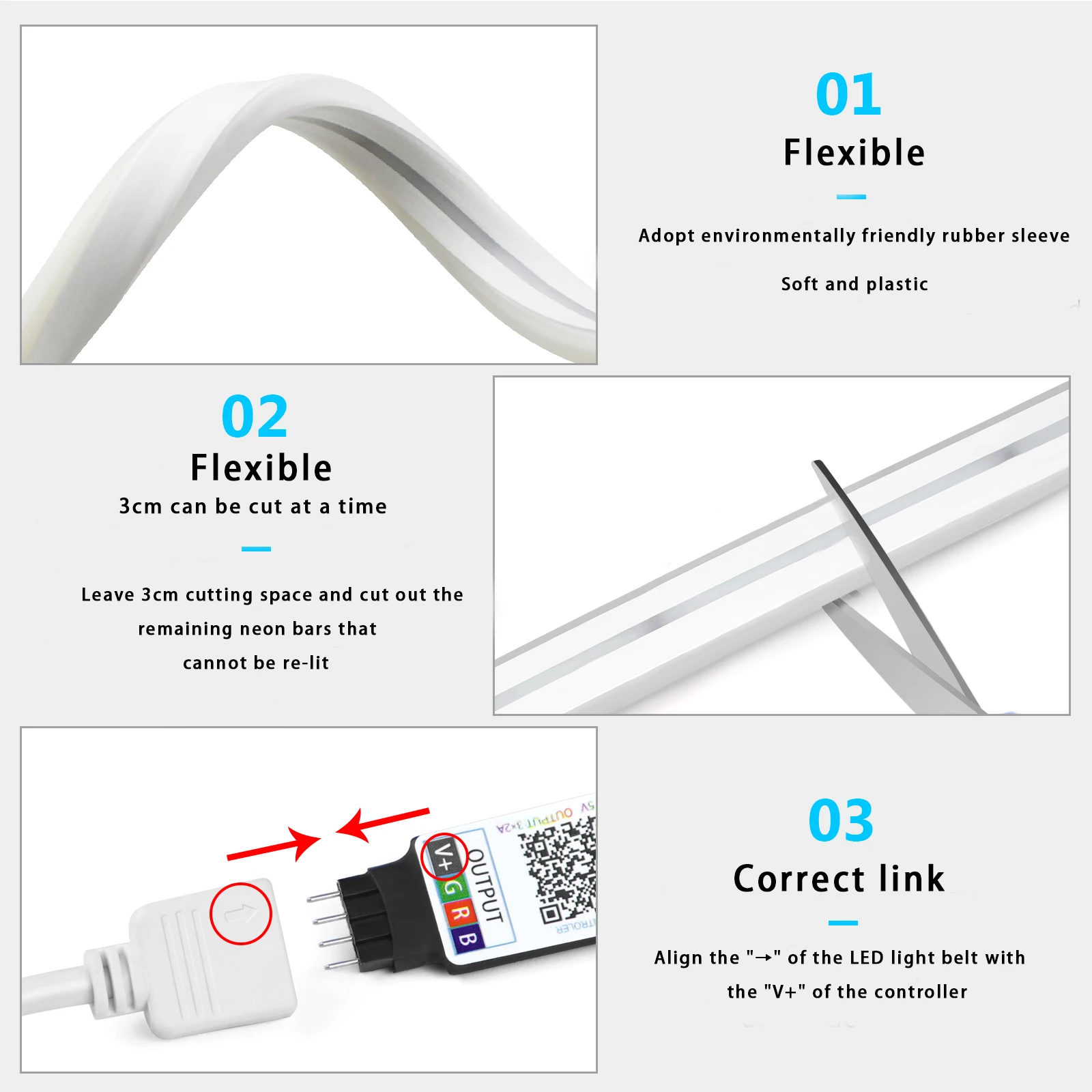 1-5m RGB LEDネオンストリップライト 5V USB - Lighting Decor In Room のレビューと価格